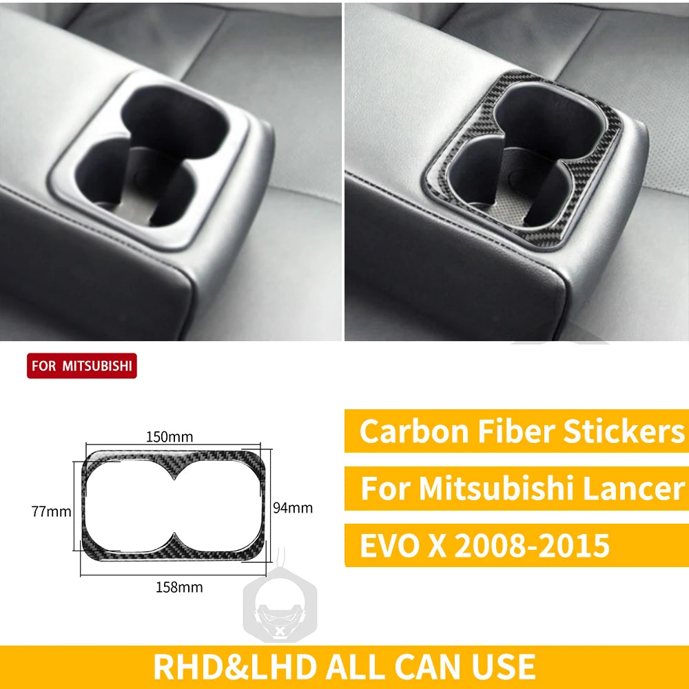 For Mitsubishi Lancer EVO X MR 2008-2015 Carbon Interior Trim Sticker Set Speedometer Window Lifting Storage Car Accessories