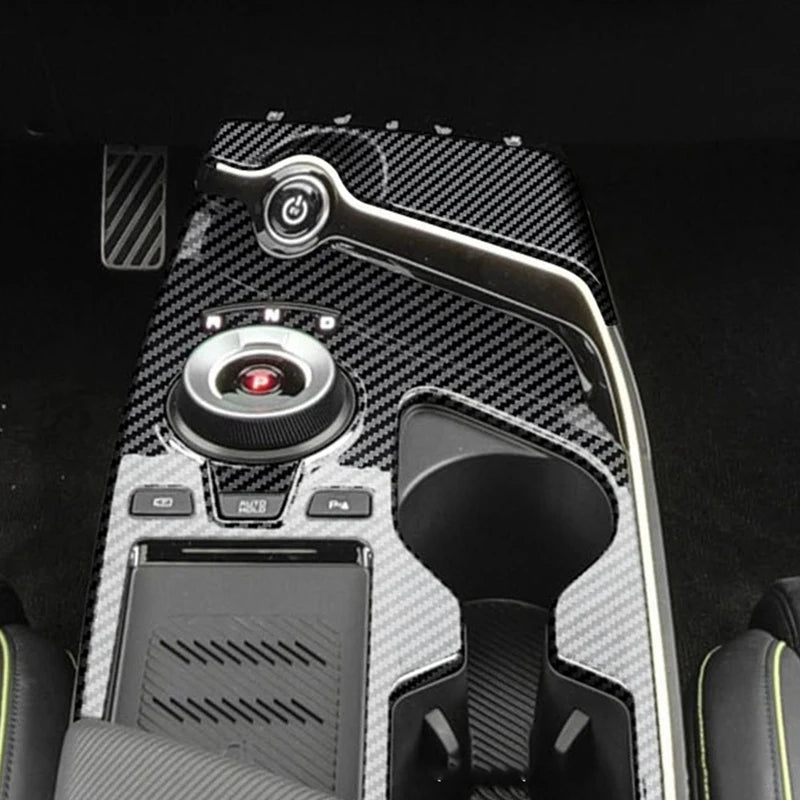 2Pcs Car Carbon Fiber Center Console Gear Shift Panel Water 