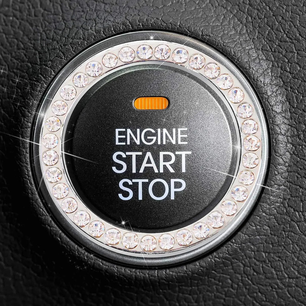 Car Start Switch Button Auto Decorative Diamond Stickers Rhinestone Ring Circle Trims Protective Cover Car Accessories Interior