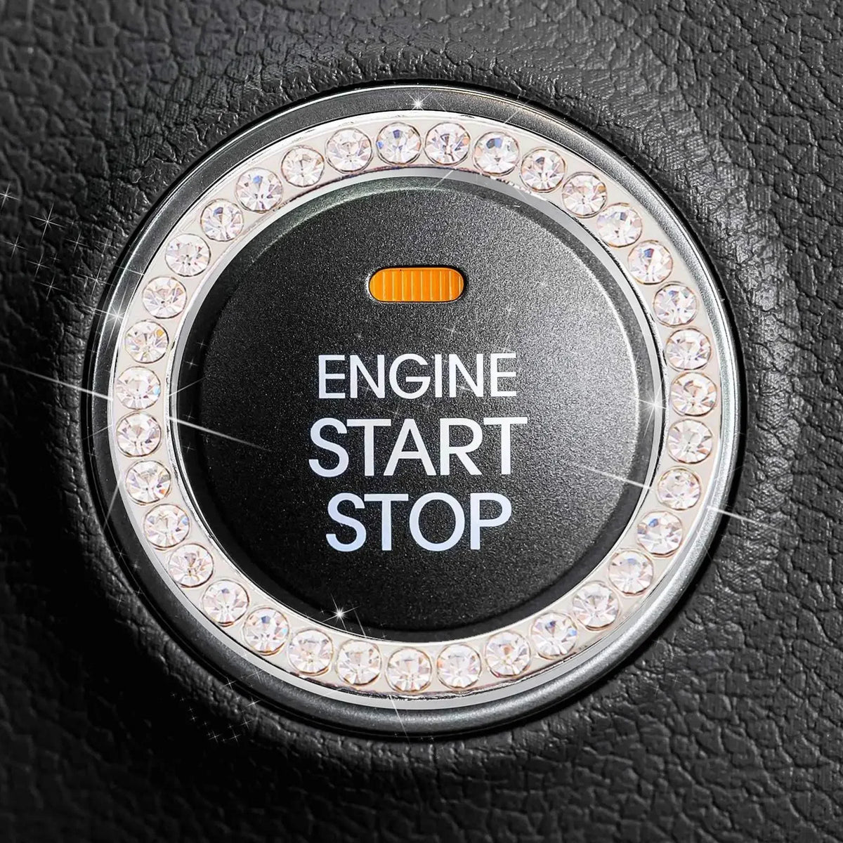 Car Start Switch Button Auto Decorative Diamond Stickers Rhinestone Ring Circle Trims Protective Cover Car Accessories Interior