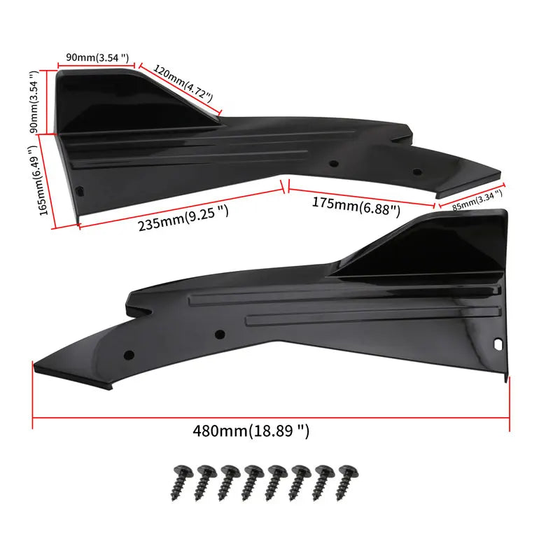 2PCS Universal Car Rear Bumper Spoiler Lip Carbon Fiber Wing