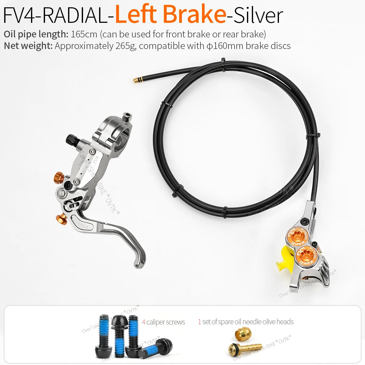FROG WAKE FV4 4-Piston Hydraulic Disc Brake Kit Split Type Aluminum Inline Radial Front / Rear Brake Grey / Silver / Black Bike