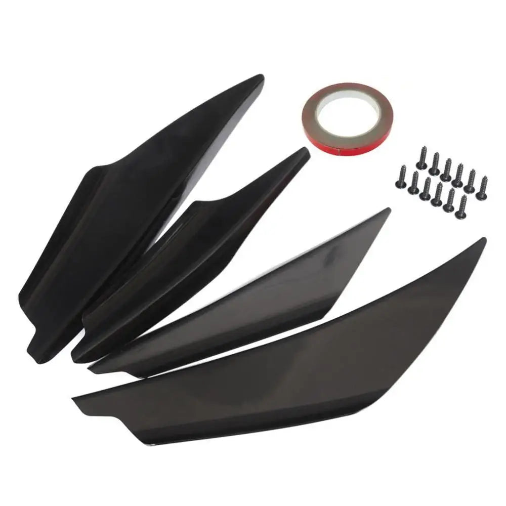 4Pcs Universal Car Front Bumpers Spoilers Set scratch strip Carbon Fiber Auto Front Bumper Body Lip Canards Splitter Trim Kits