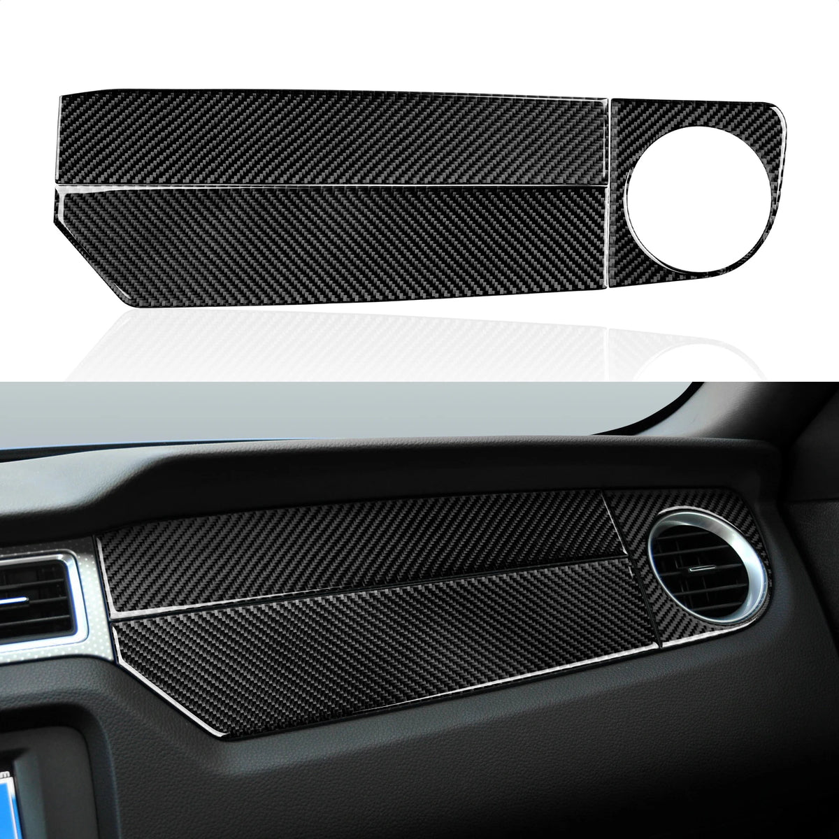 For Ford Mustang GT Shelby (2010-2014) Carbon Fiber Interior Sticker Car Center Console Gear Shift Panel Steering Wheel Trim