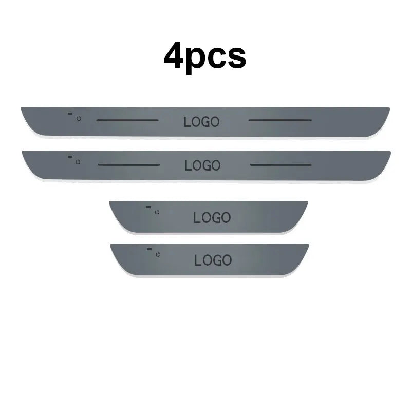 Customized Car Door Sill Light Threshold Lamp Logo Projector Lamp Power Moving LED Welcome Plate Pedal Light Protect Car Doors