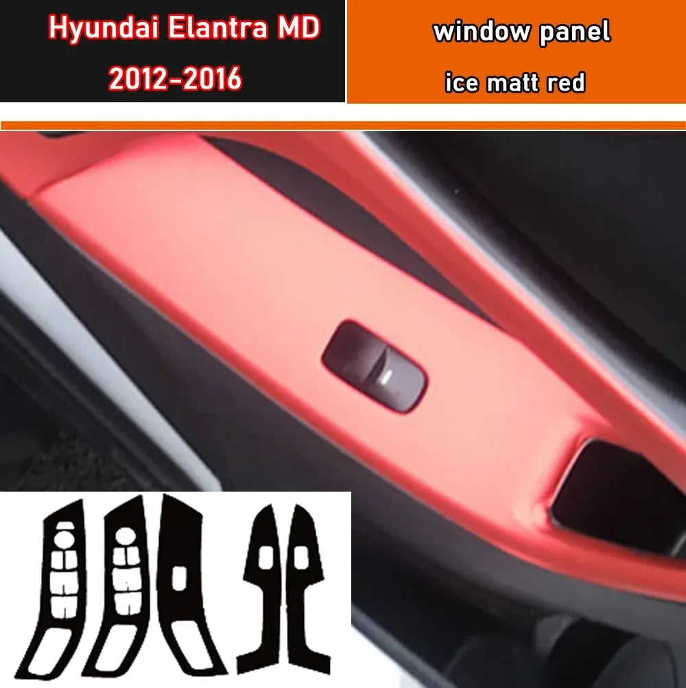 Car Styling Black Carbon Decal Car Window Lift Button Switch Panel Cover Trim Sticker 4 Pcs/Set For Hyundai Elantra MD 2012-2016
