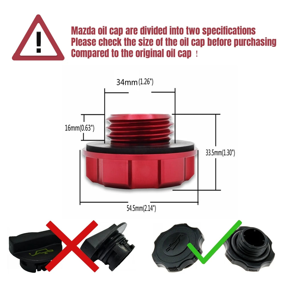 Aluminum ENGINE Oil Cap For MAZDASPEED RACING RX8 RX7 MIATA 