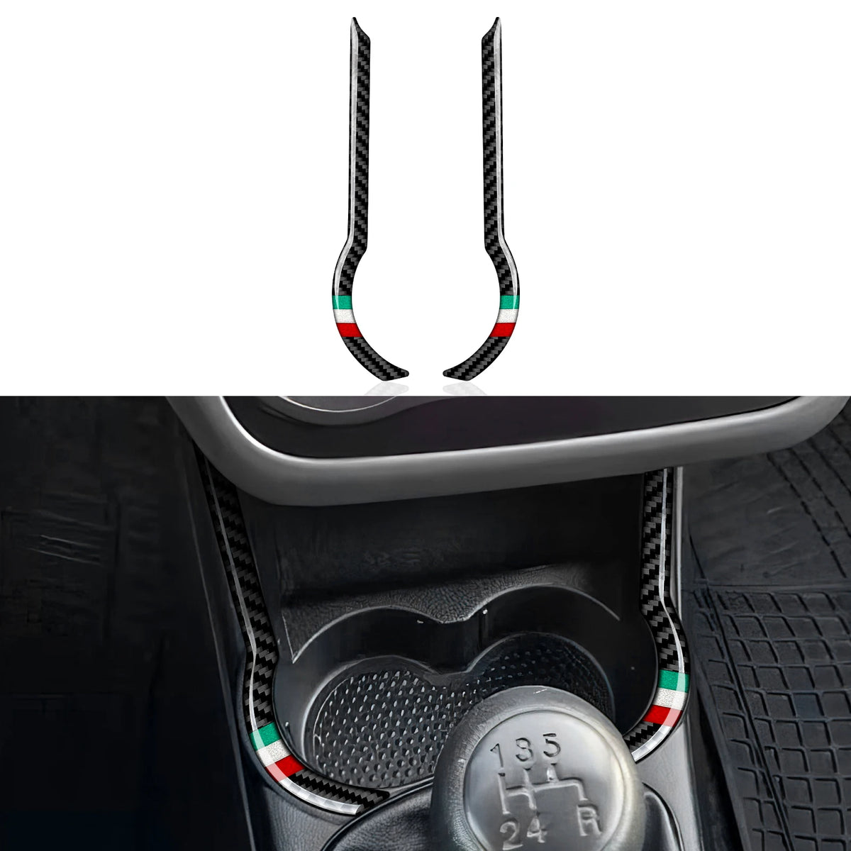 Car Center Console Cup Side Decorative Strips Carbon Fiber S