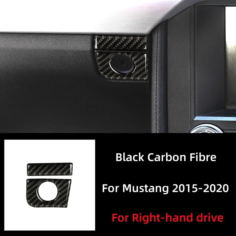 For Ford Mustang GT 2015-2021 Car Accessories Carbon Fiber Interior Car Co-pilot Storage Box Switch Panel Cover Trim Stickers