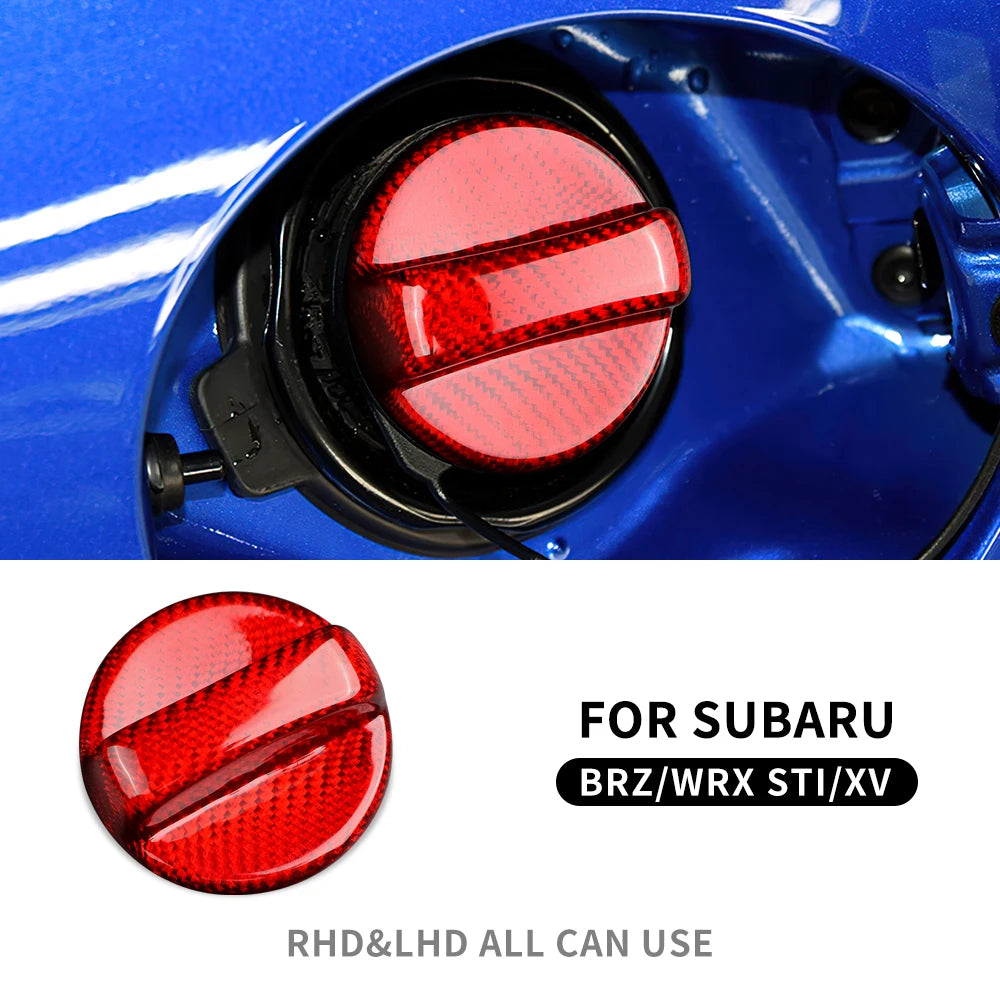 Real Hard Carbon Fiber Sticker For Subaru BRZ WRX STI XV For Toyota Lexus Mazda Universal Car Fuel Tank Cap Trim Red Color