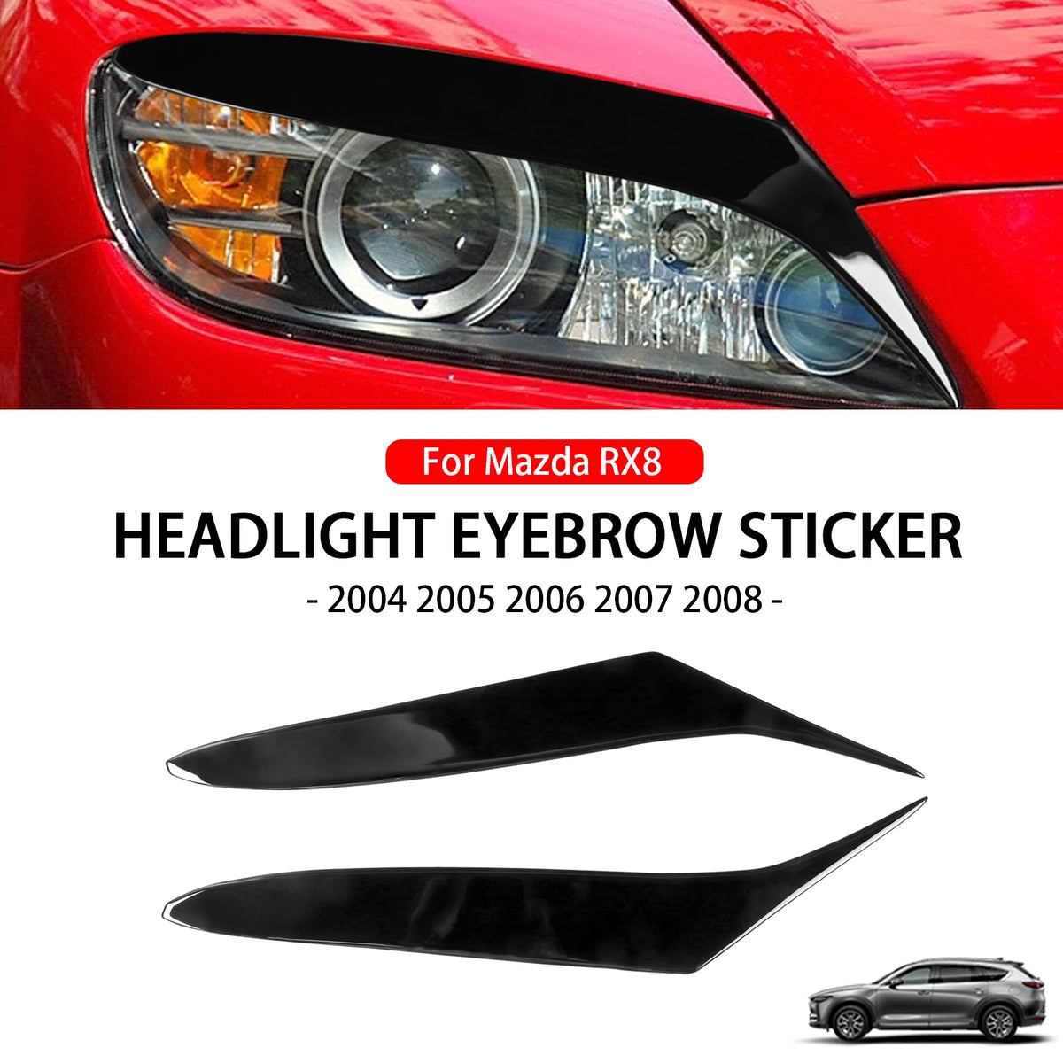 Car Front Headlight Eyebrow Eyelid Eyelash Cover Trim Piano 
