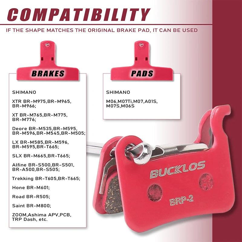BUCKLOS Bicycle Hydraulic Disc Brake Pads for M535 Metallic 