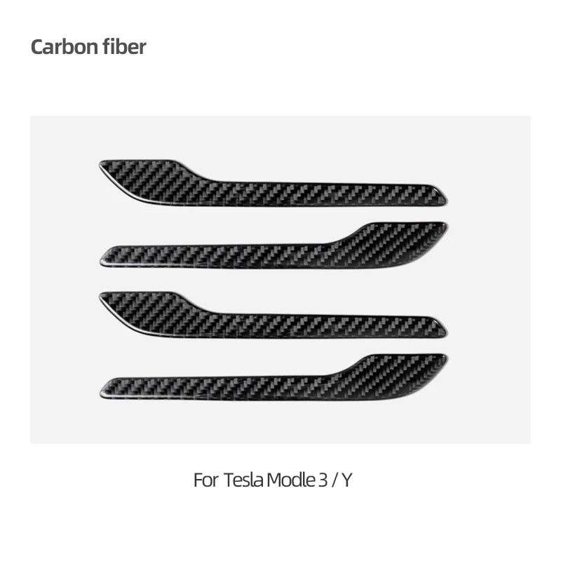 For Tesla Model Y Juniper Model 3 Highland 2024 Carbon Fiber Car Styling Door Handle Trim Protector Sticker Decor Accessories
