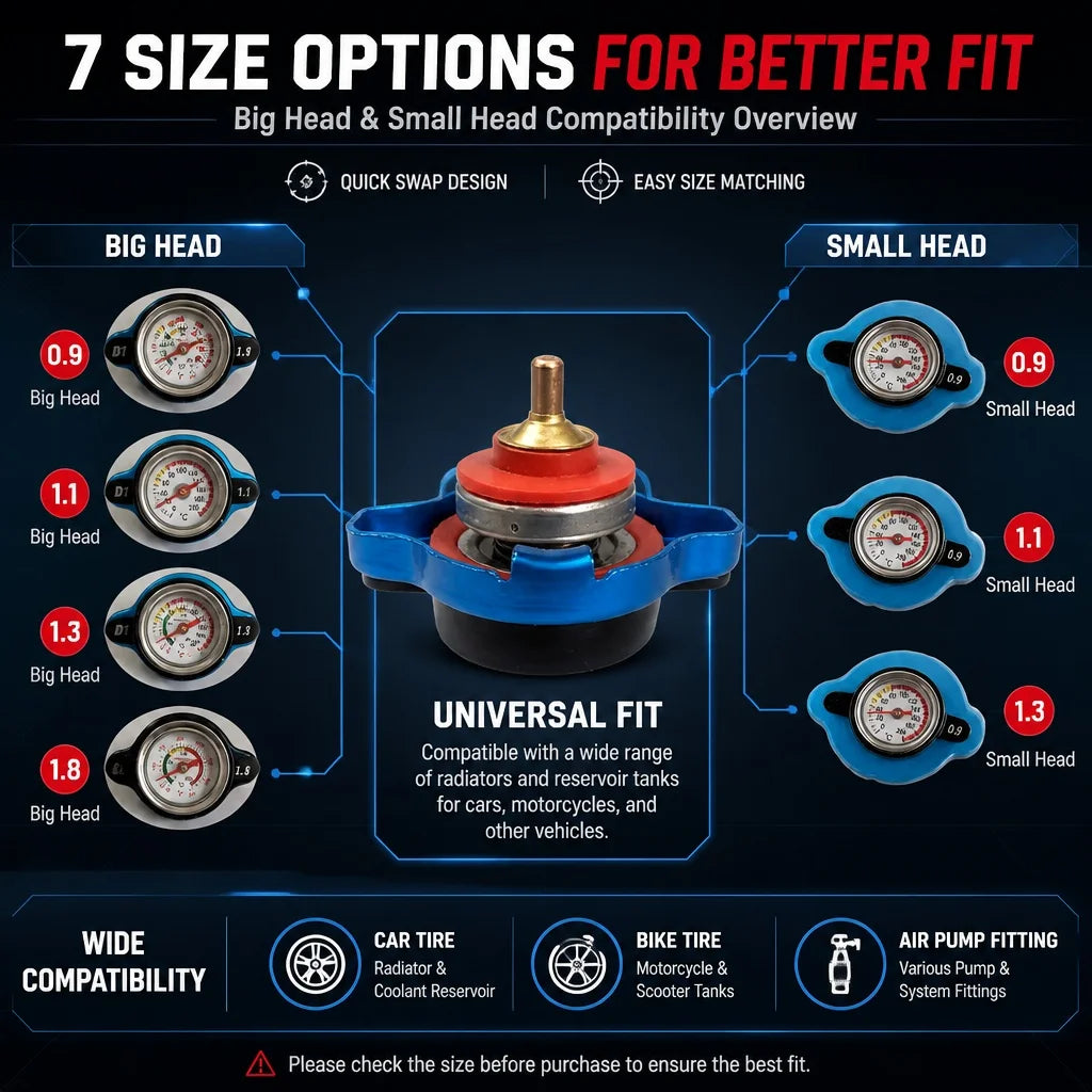 Car Motorcycle Modification Gauge Radiator Cap 0.9/1.1/1.3/1