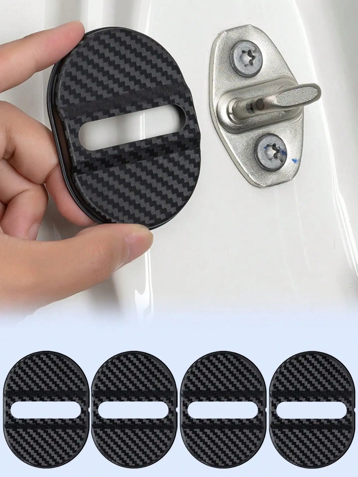 4PCS Carbon Fiber Car Door Lock Cover Universal Anti Rust Waterproof Protector Noise Reduction Auto Trim Stickers Accessories