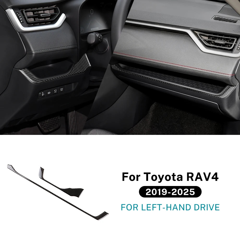 Real Soft Carbon Fiber Sticker For Toyota RAV4 XA50 2019 2020 2021 2022 2023 2024 2025 LHD RHD Car Dashboard Decor Strip Trim