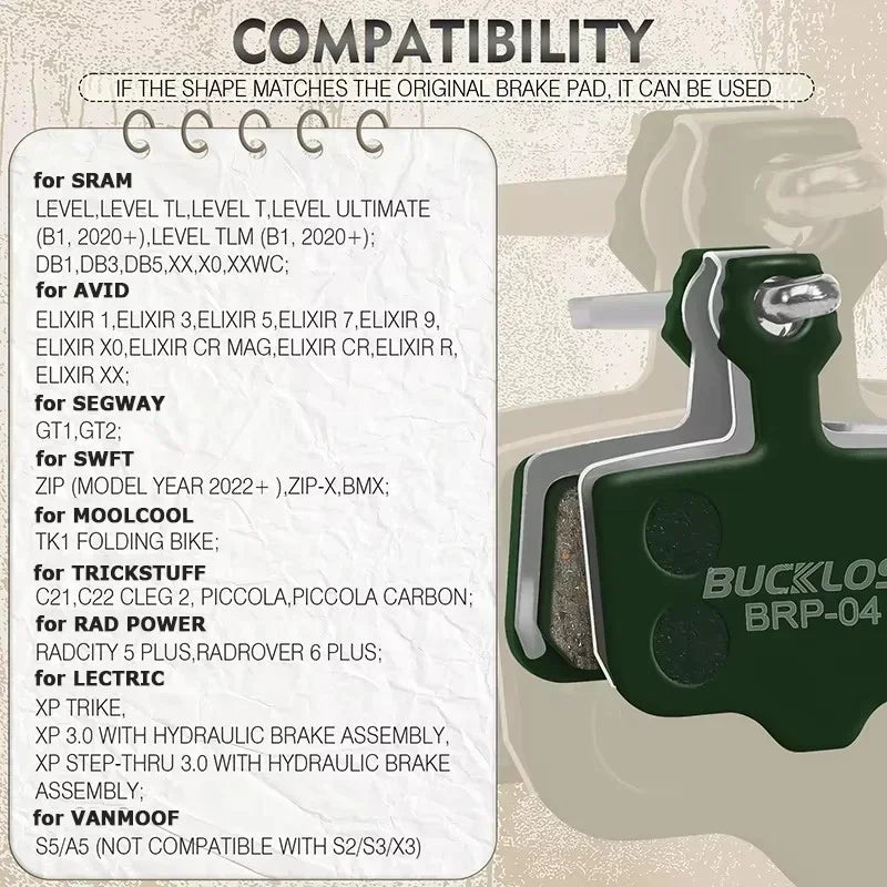 BUCKLOS B01S Brake Pads Bicycle Ceramic Disc Brake Pads for 