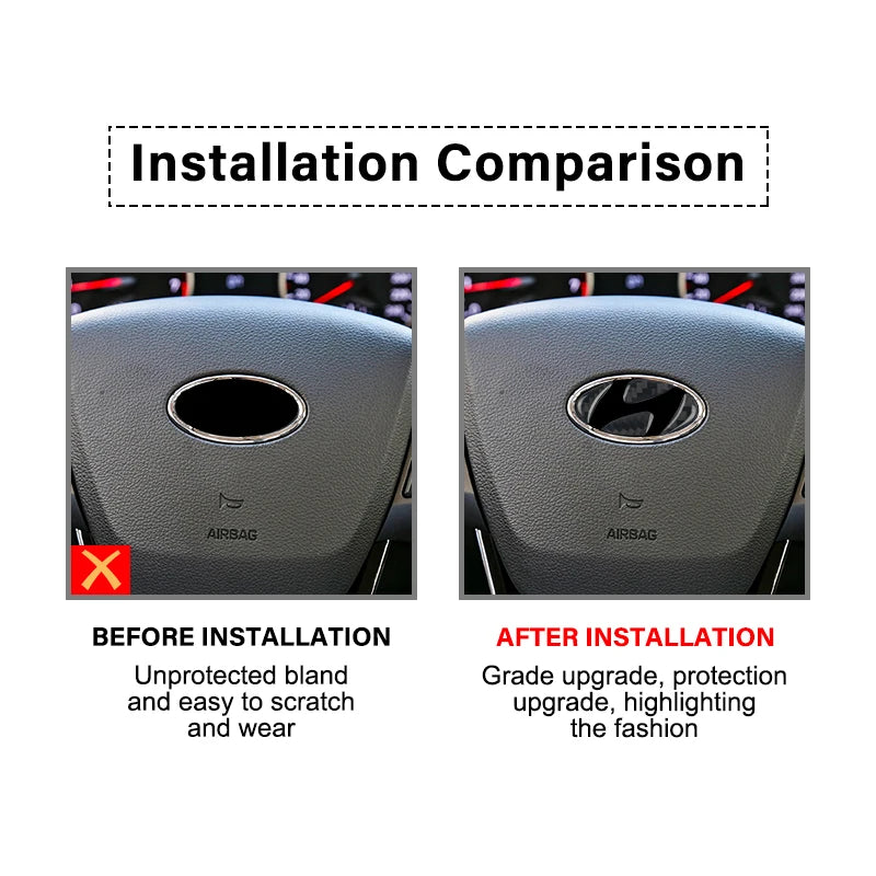 1Pcs Carbon Fiber Car Steering Wheel Sticker Trim For Hyunda