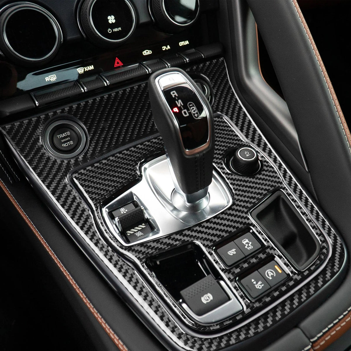 For Jaguar F-TYPE 2013-2024 Carbon Fiber Center Console Gear