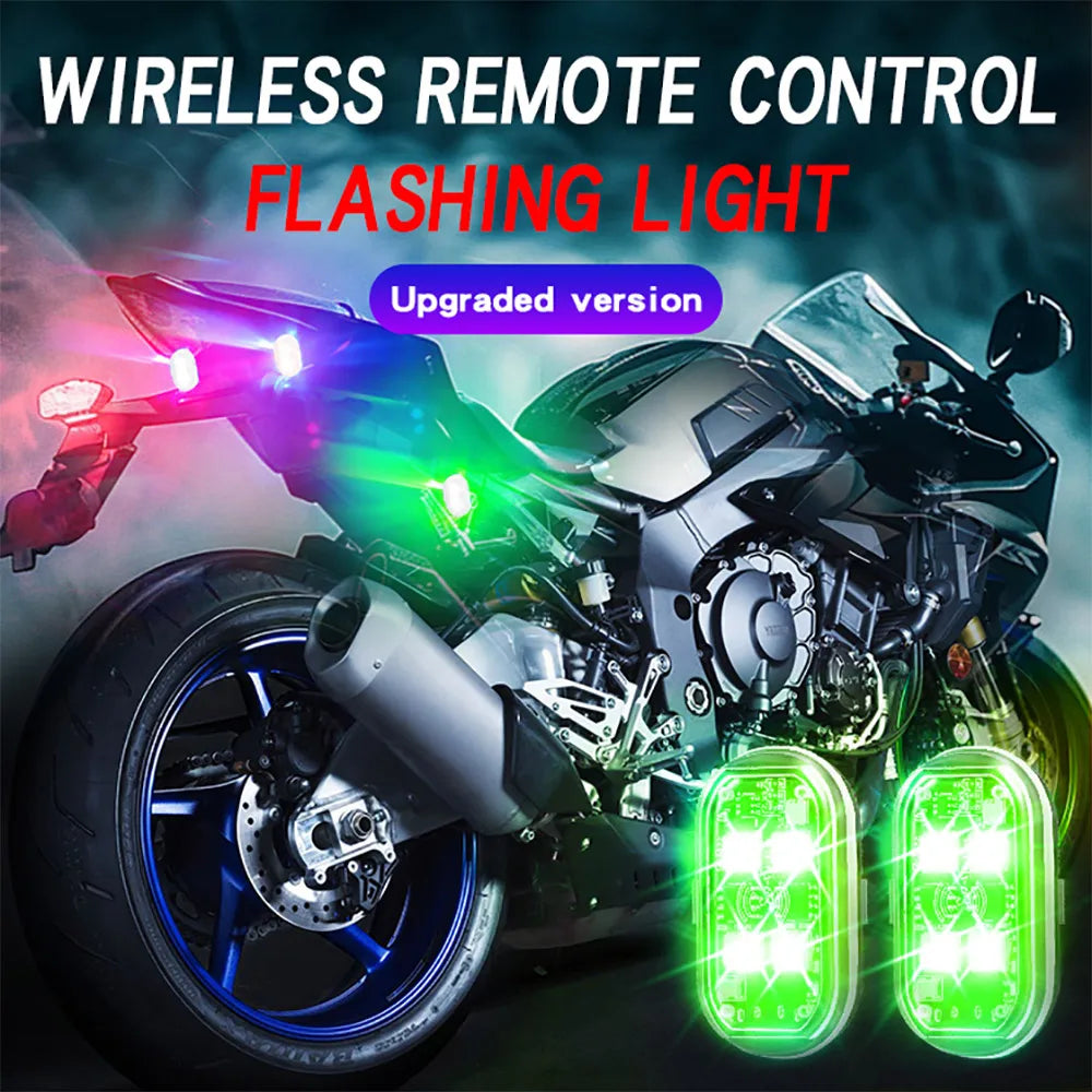 2/4pcs Wireless LED Strobe Lights Car Decor Atmosphere Light
