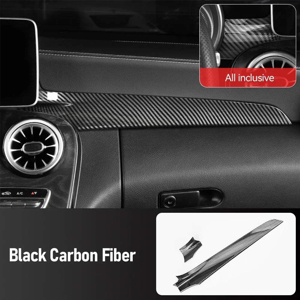 2Pcs Car Carbon Fiber Texture Central Console Dashboard Panel Protective Cover Trim For Mercedes Benz 15-21 C W205 16-21 GLC X25