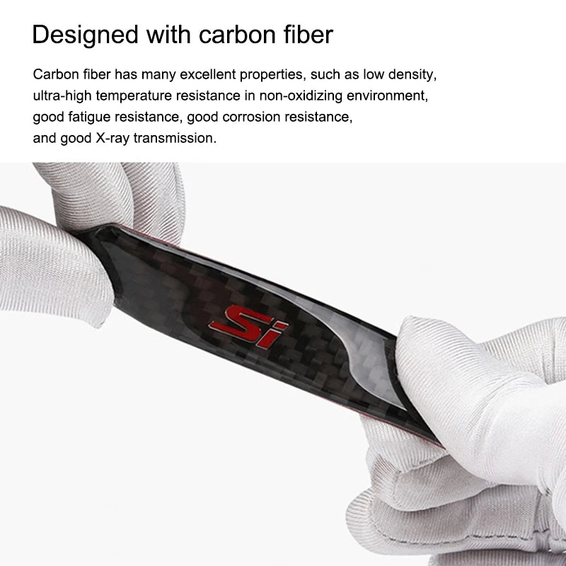 Carbon Fiber Si Emblem Decal Car Storage Box Sticker Trim Fo