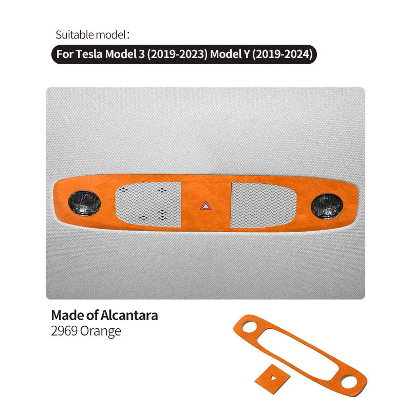 Top Suede For Tesla Model 3 (2019-2023)/ Y(2019-2024) Auto Reading Light Control Panel Trim Sticker Car Interior Accessories