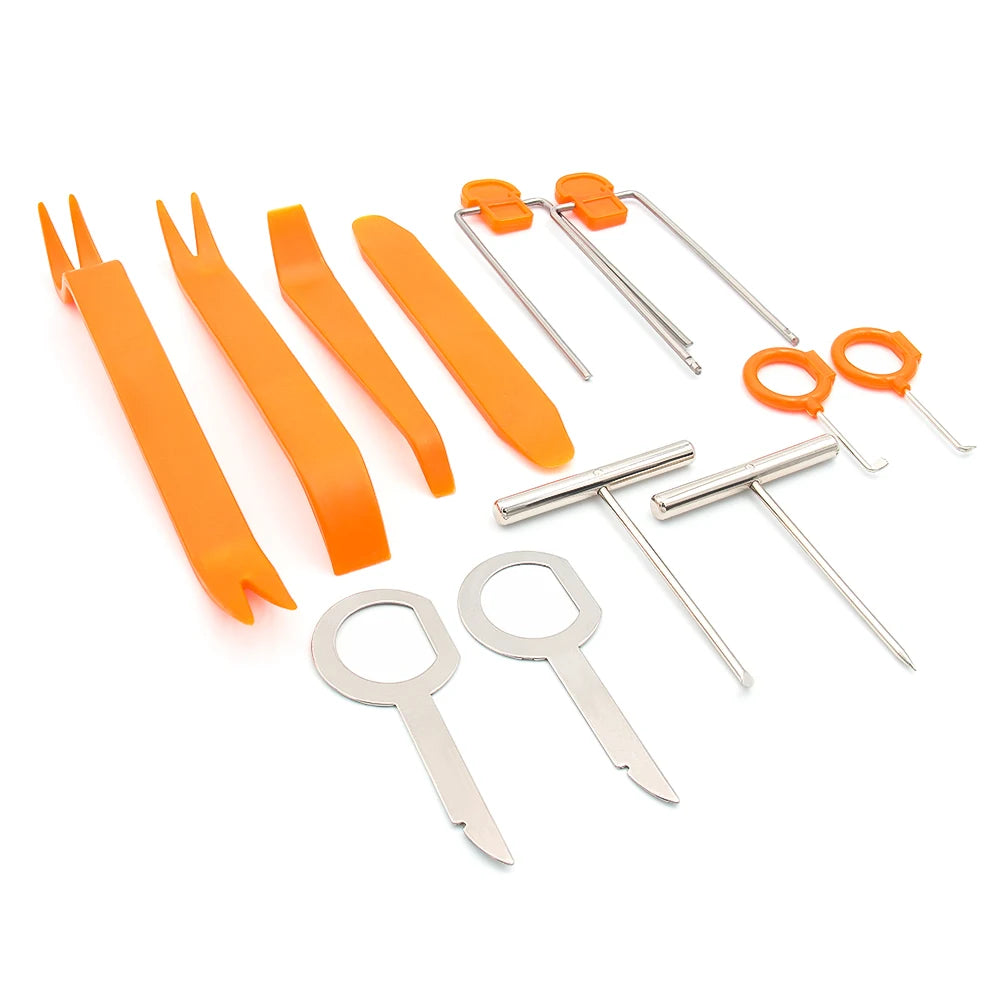 4/12Pcs Auto Door Clip Panel Trim Removal Tools Kits Radio Audio Removal Installer Pry Auto Interior Disassemble Kit 4PCS 12PCS