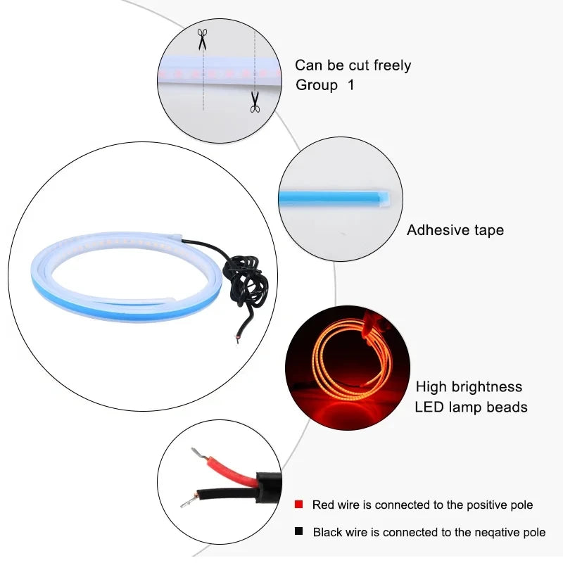 150cm LED Daytime Running Light Scan Starting Car Hood Decor