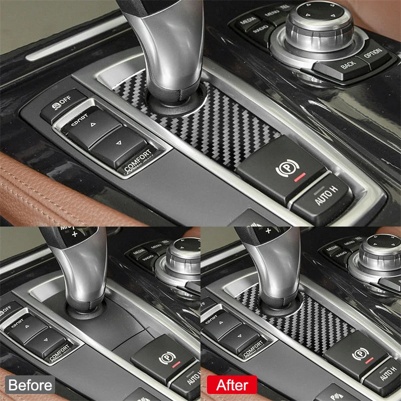 Carbon Fiber Car Gear Shift Panel Cover Trim Stickers Decora
