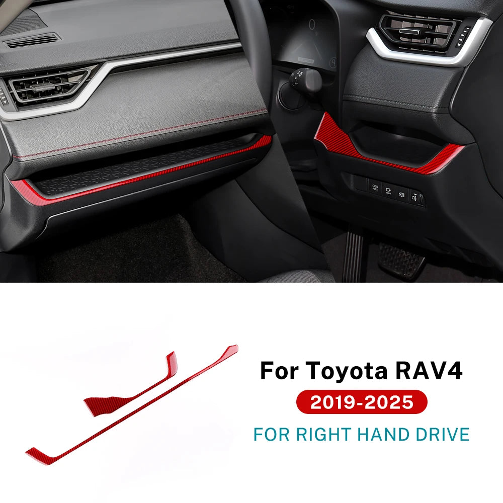 Real Soft Carbon Fiber Sticker For Toyota RAV4 XA50 2019 2020 2021 2022 2023 2024 2025 LHD RHD Car Dashboard Decor Strip Trim