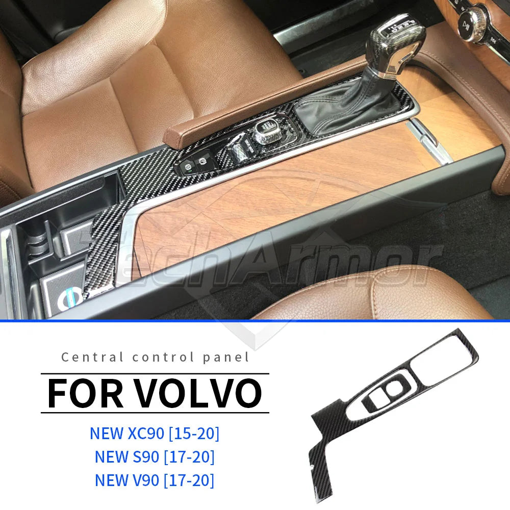 Car Center Console Gear Panel Carbon Fiber Sticker Protector Set For Volvo CX60 S60 V60 CX90 2018-2025 Auto Interior Accessories