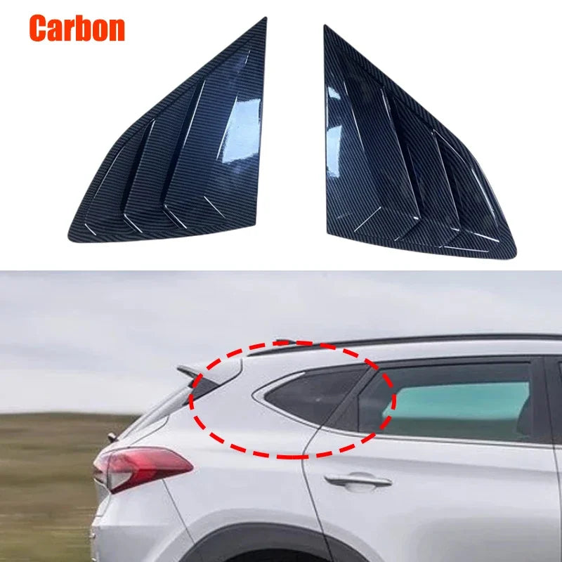 For Hyundai Tucson 2016-2020 2Pcs Car Rear Window Side Vent Shutter Louver Cover Trim Black Carbon Fiber Exterior Accessories