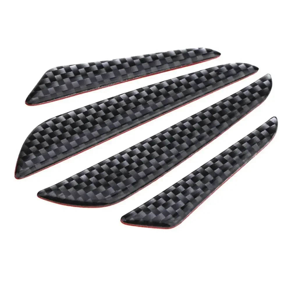 4 Pcs Black Carbon Fiber Car Door Edge Guard Strips Scratch Protector Anti-collision Trim Crash Sticker Trim Molding Accessories