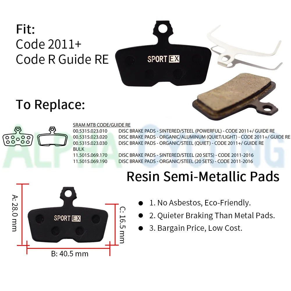 4 Pairs Bicycle Disc Brake Pads for AVID SRAM CODE R NEW COD