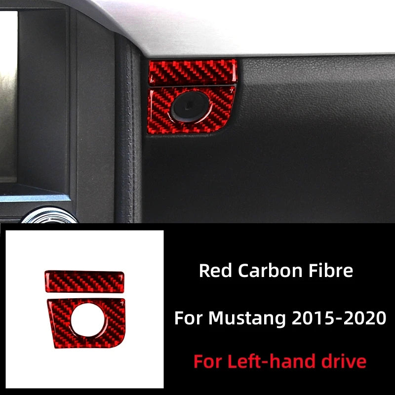 For Ford Mustang GT 2015-2021 Car Accessories Carbon Fiber Interior Car Co-pilot Storage Box Switch Panel Cover Trim Stickers