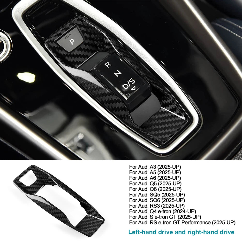 Real Dry Carbon Fiber For Audi A3/A5/A6/Q5/Q6/SQ5/SQ6/RS3 S e-tron GT/RS e-tron GT 2025-UP Q4 e-tron 2024-UP Car Gear Shift Trim