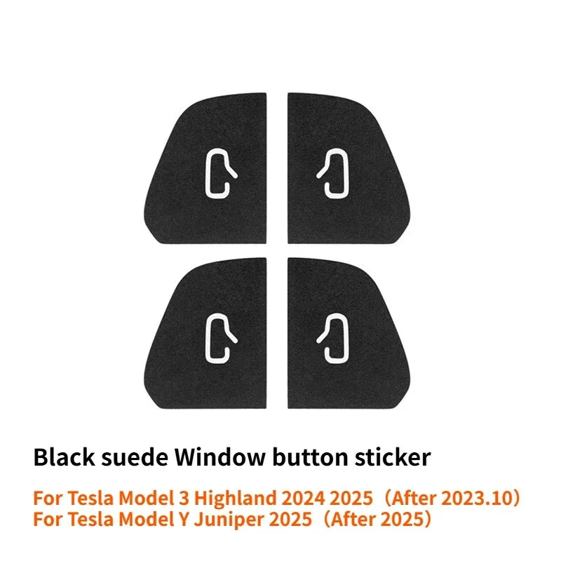 Car Interior Suede Door Switch Button Trim Stickers Patch Trim Cover For Tesla Model 3 Y Highland Juniper 2025 Car Accessories