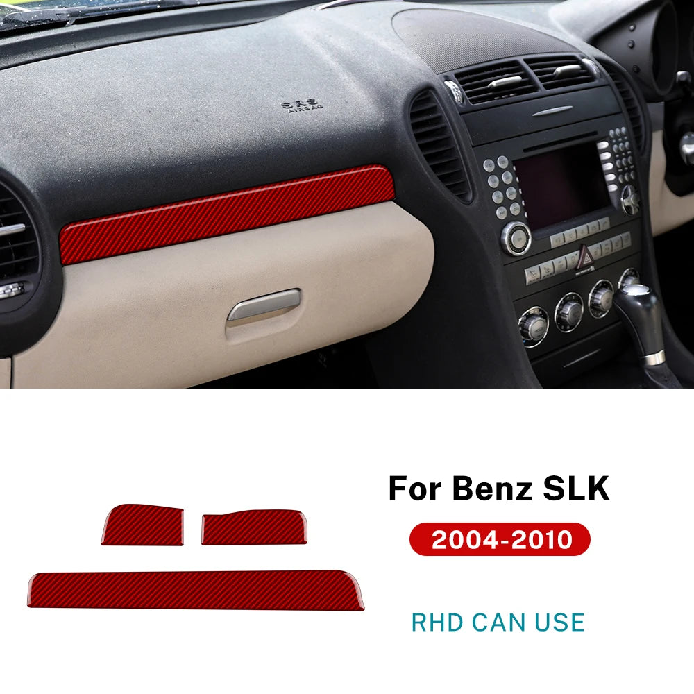 Real Soft Carbon Fiber Trim Sticker For Mercedes Benz SLK R171 2004 2005 2006 2007 2008 2009 2010 Car Dashboard Panel Strip