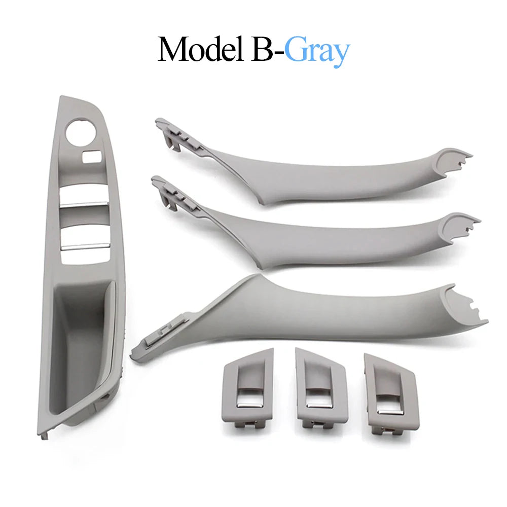 LHD Black Carbon Fiber Car Armrest Switch Panel Door Pull Handle Cover Trim For BMW 5 Series F10 F11 520 523 525 528 530 535
