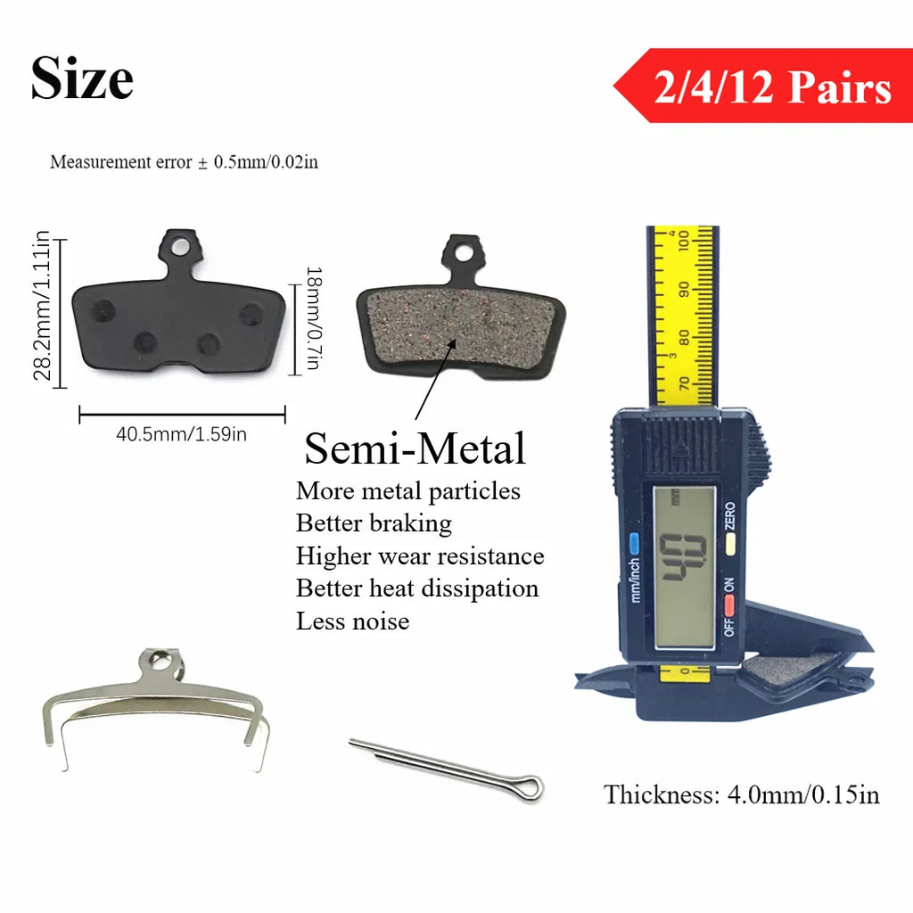 2/4/12 Pairs Bicycle Semi-Metal Disc Brake Pads For Sram Cod