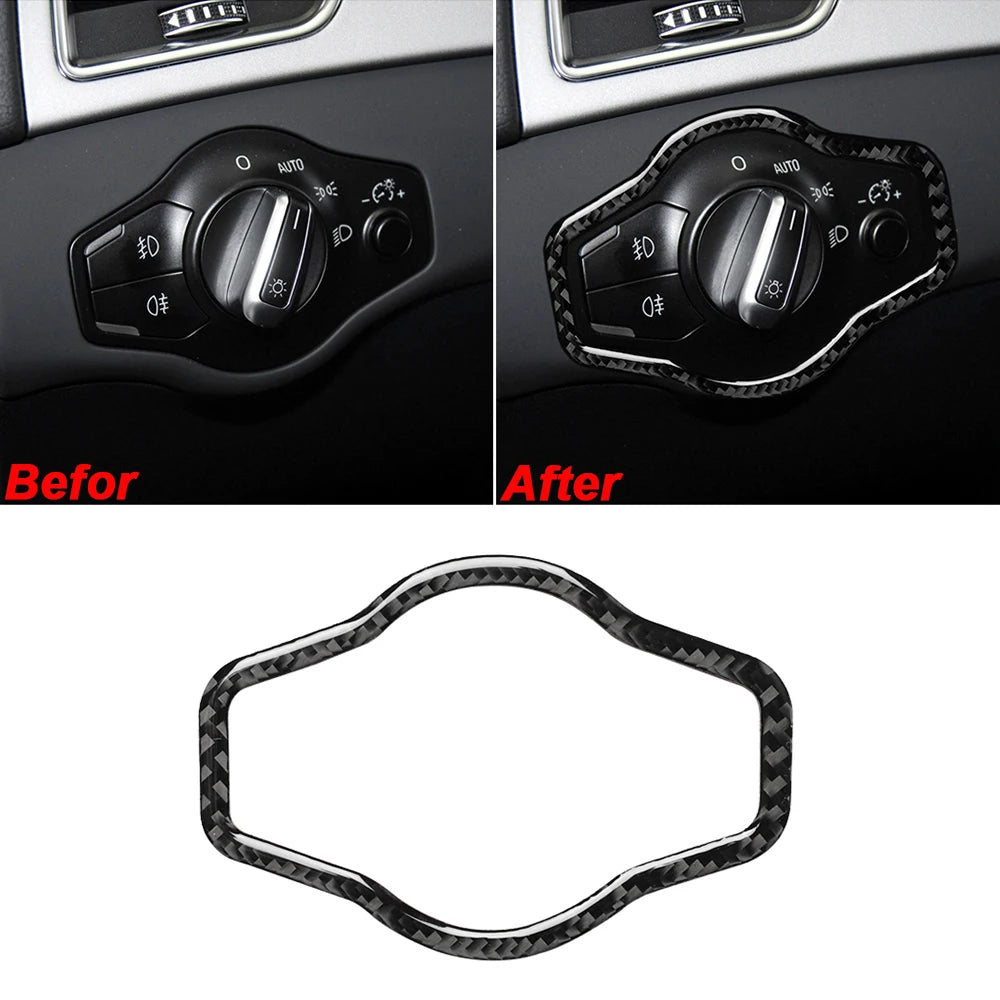 Carbon Fiber Interior Car Headlight Switch Button Frame Stic