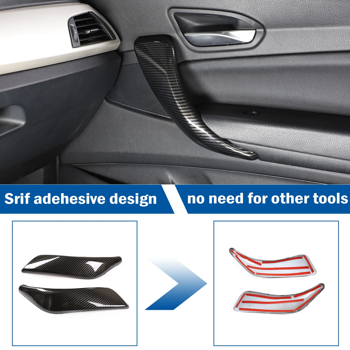 ABS Carbon Fiber Car Interior Door Pull Handle Cover Trim Fo