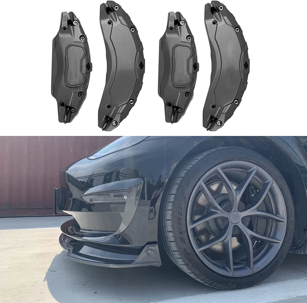 4pcs Brake Caliper Covers for Tesla Model 3 2017 2018 2019 2020 2021 2022 2023 Accessories With Stickers(Not Fit Model 3 2024)