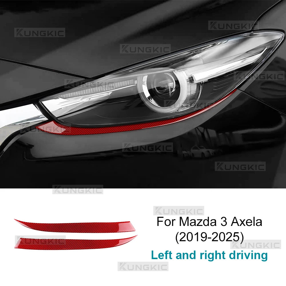 Real Soft Carbon Fiber Sticker For Mazda 3 Axela BP 2019 2020 2021 2022 2023 2024 2025 Sedan/Hatchback Car Lamp Eyebrow Trim