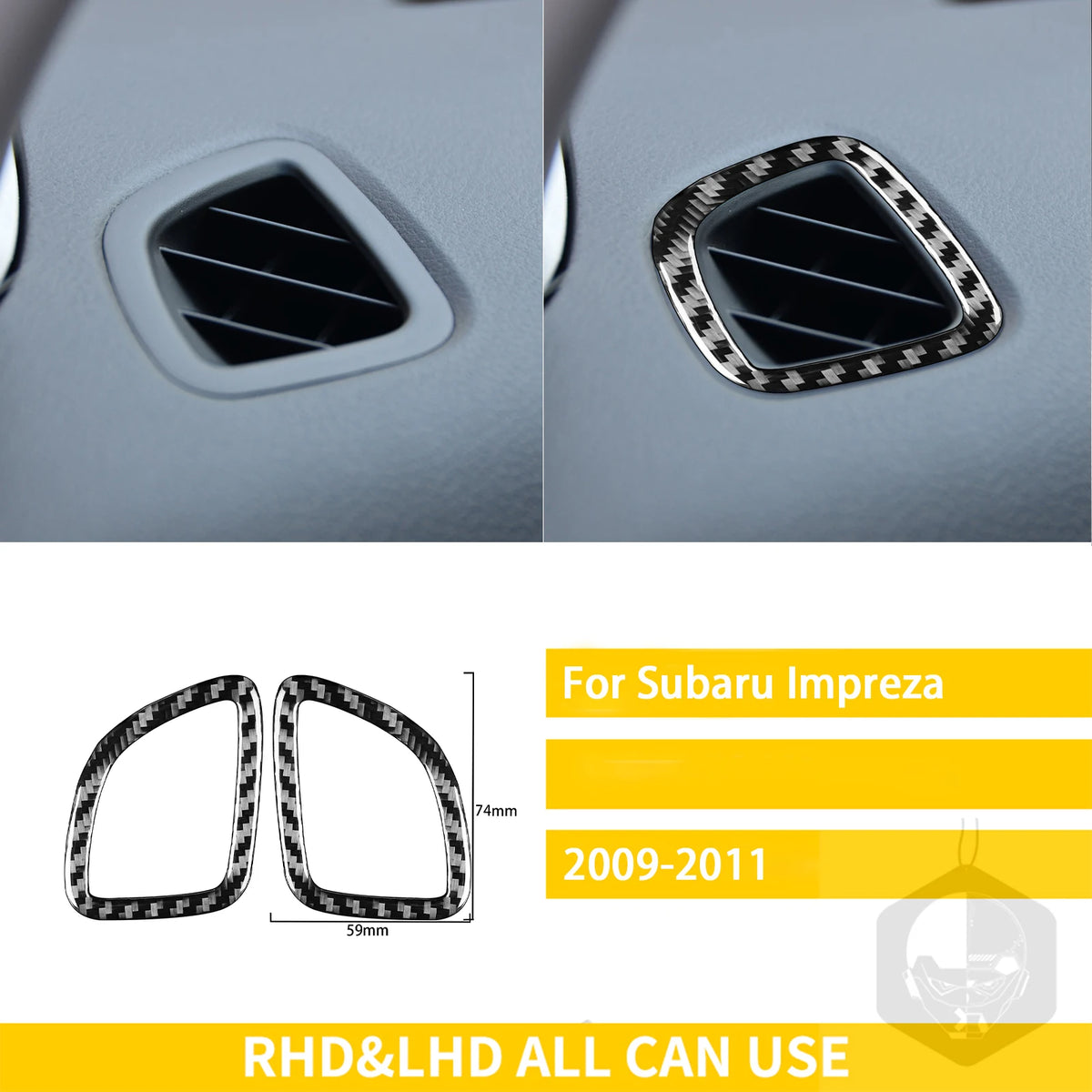 For Subaru Impreza 2009 2010 2011 Accessories Carbon Fiber Car Interior Gear Cuphold Panel CD Air Outlet Cover Trim Sticker