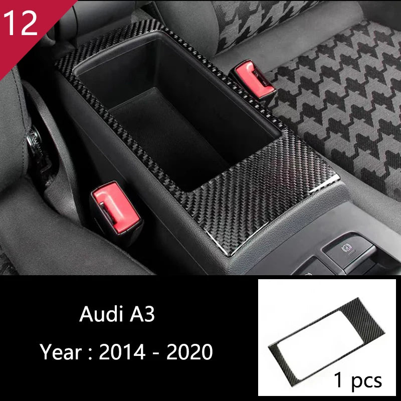 Car Styling Center Console Gear Shift Panel Decoration Cover Sticker Trim For Audi A3 8V S3 2014-2019 Carbon Fiber Accessories