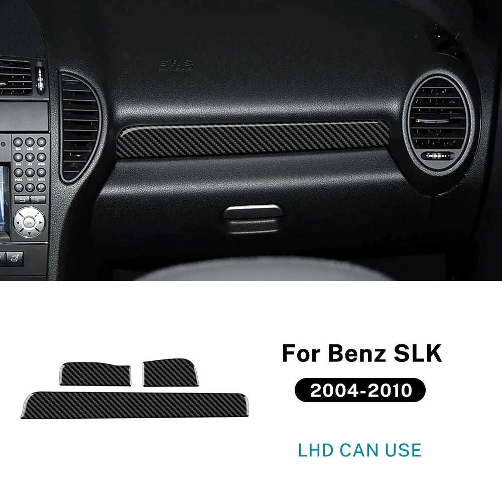 Real Soft Carbon Fiber Trim Sticker For Mercedes Benz SLK R171 2004 2005 2006 2007 2008 2009 2010 Car Dashboard Panel Strip