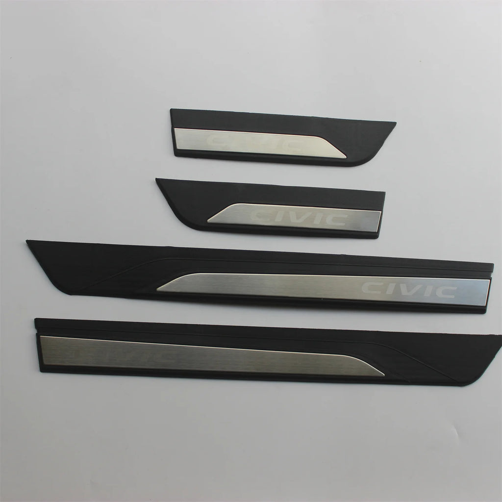 Car Styling For Honda Civic 2016-2021 10TH Stainless Steel Led Door Sill Scuff Plate Protector Cover Trim Pedals Guard