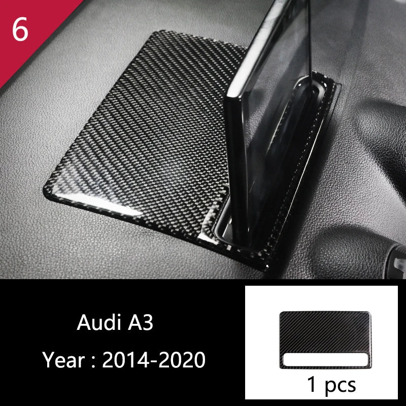 Car Styling Center Console Gear Shift Panel Decoration Cover Sticker Trim For Audi A3 8V S3 2014-2019 Carbon Fiber Accessories